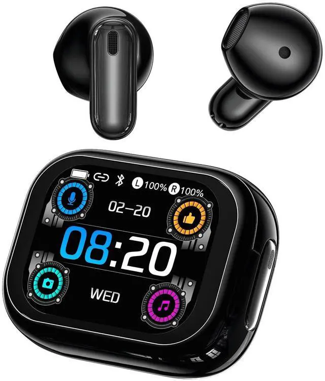 Main image of JKNKCO Semi-in-Ear Wireless Bluetooth 6.0 Earbuds, HD Clear Calls, 40H Playtime, IPX5 Waterproof, Touch Screen Case, No Subscription, 165 Languages Online Translation for Travel Daily Use NE68