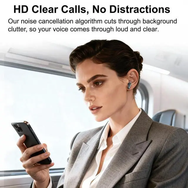 Alt view image 5 of 5 - JKNKCO Semi-in-Ear Wireless Bluetooth 6.0 Earbuds, HD Clear Calls, 40H Playtime, IPX5 Waterproof, Touch Screen Case, No Subscription, 165 Languages Online Translation for Travel Daily Use NE68