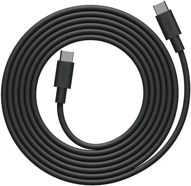 Main image of Avolt USB-C to USB-C Cable (6.6 ft) Soft Silicone Fast Charging Cable for iPhone 15, MacBook, iPad & Android Tangle-Free, Durable Design (USB C to USB C, Stockholm Black)
