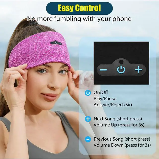 Alt view image 3 of 5 - BORAYDA 2-Pack Bluetooth Headband, Bluetooth 5.4 Sleeping Headphones,18 Hours Play Time,HD Stereo, Built-in Microphone, Workout, Running, Sports, Men/Women Giftv