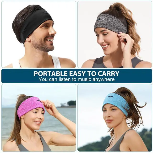 Alt view image 5 of 5 - BORAYDA 2-Pack Bluetooth Headband, Bluetooth 5.4 Sleeping Headphones,18 Hours Play Time,HD Stereo, Built-in Microphone, Workout, Running, Sports, Men/Women Giftv
