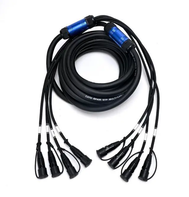 Main image of Jamesin 4 Channel CAT6 Shielded Ethercon Cable 100 Feet, with Booted Rj45, Auto-Locking Ethernet, for Studio Setups, Touring, Stage Production, Concerts & Other Applications