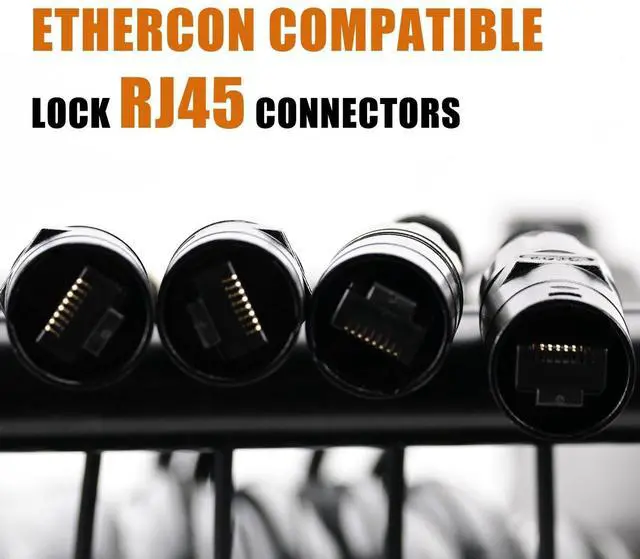 Alt view image 5 of 5 - Jamesin 4 Channel CAT6 Shielded Ethercon Cable 100 Feet, with Booted Rj45, Auto-Locking Ethernet, for Studio Setups, Touring, Stage Production, Concerts & Other Applications