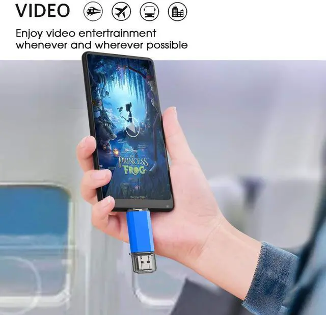 Alt view image 2 of 5 - Kalsan 128GB USB-C Flash Drive - High Speed 128GB Thumb Drive for Type C Smartphones, Tablets, PC & MacBook - Blue