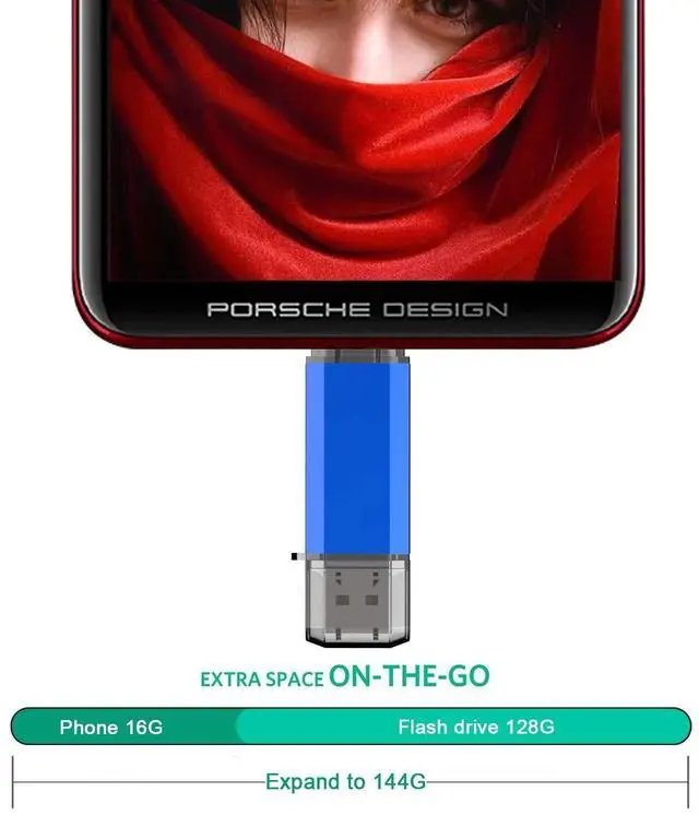 Alt view image 3 of 5 - Kalsan 128GB USB-C Flash Drive - High Speed 128GB Thumb Drive for Type C Smartphones, Tablets, PC & MacBook - Blue