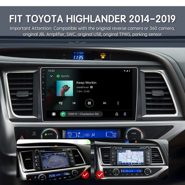 Alt view image 2 of 5 - ViaBecs 6G 128G Touch Screen Car Stereo for Toyota Highlander 2014-2019