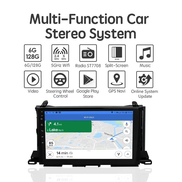 Alt view image 3 of 5 - ViaBecs 6G 128G Touch Screen Car Stereo for Toyota Highlander 2014-2019