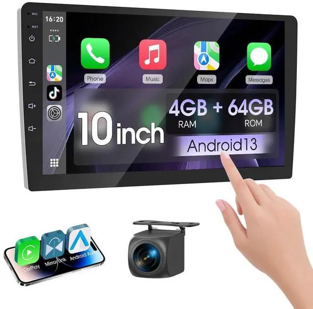 Main image of Haudio 10.1 Inch Car Stereo Double Din Radio Touchscreen with Backup Camera, Car Audio Support Wireless Apple CarPlay and Wireless Android Auto,Mirror Link,AUX,FM/AM^^Double din car Radi