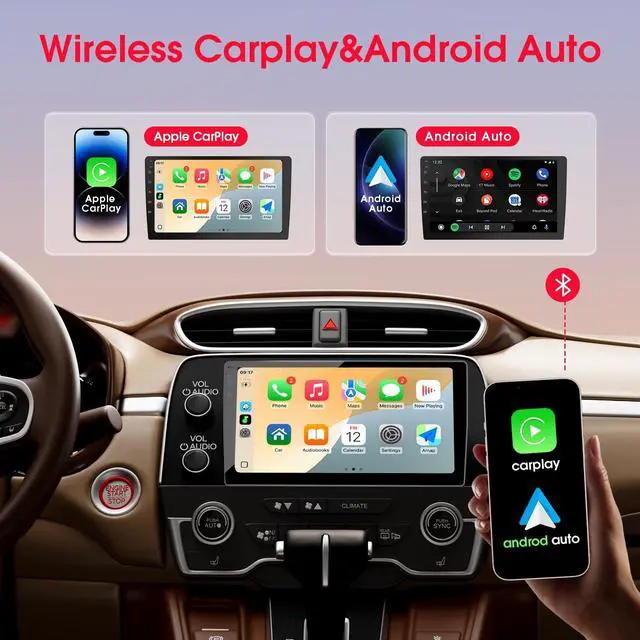 Alt view image 2 of 5 - Haudio 10.1 Inch Car Stereo Double Din Radio Touchscreen with Backup Camera, Car Audio Support Wireless Apple CarPlay and Wireless Android Auto,Mirror Link,AUX,FM/AM^^Double din car Radi