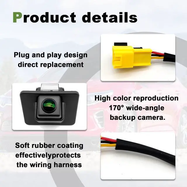 Alt view image 3 of 5 - Rearview Mirror Reverse Camera 95760-2T002 Compatible Only with kia Optima 2011 2012 2013 and Kia Optima Hybrid 2.4L 2011 2012 2013, Backup Camera OE 95760-2T001 95760-2T002