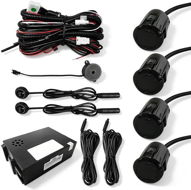 Main image of Riloer Car Auto Vehicle Reverse Backup Radar System with 4 Parking Sensors, Lane Change Assist with LED Warning Lights & Buzzer, Universal Fit for 12V Cars SUVs(Black)