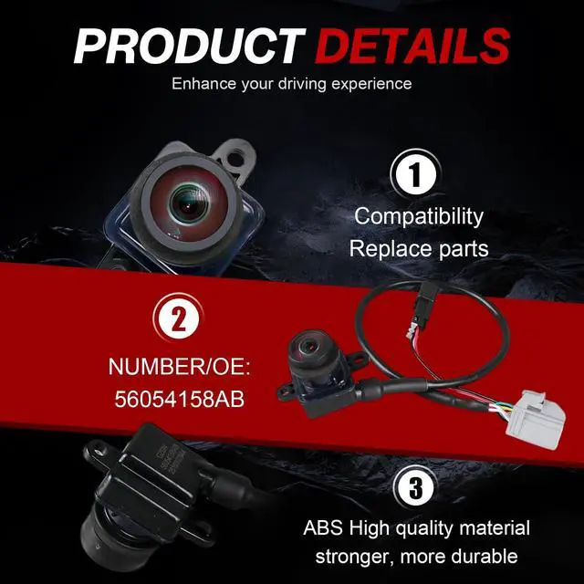 Alt view image 3 of 5 - 56054158AC Backup Camera Compatible with Journey 2011-2020 Replaces 56054158AB, 56054158AD, 56054158AE, 56054158AF, 56054158AG, 590-143, PAC109