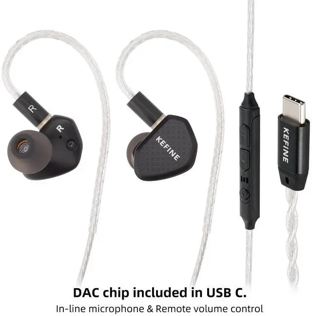 Alt view image 2 of 5 - syeindunce Kefine Klean 10mm DLC Diaphgram Dynamic Driver Earphones, 1DD in-Ear Monitor Headphones, HiFi Wired IEM Earbuds with Dual Interchangeable Nozzles Detachable 0.78 2Pin Design (Type-C, Mic)