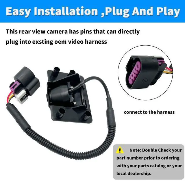 Alt view image 2 of 5 - wzruiqipei Rear View Back Up Camera Compatible with Cadillac Escalade Chevy Suburban Tahoe GMC Yukon Reverse Park Assist Camera Replaces 15173619 GM1960104