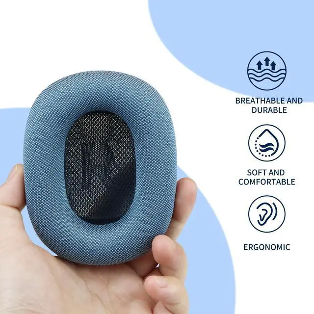 Alt view image 3 of 5 - SINOWO Upgraded Ear Cushions for Apple AirPods Max Headphones, Silica Gel Mesh Fabric Replacement Ear Pads Cover with Memory Foam and Magnet,Closer to The Original(Blue)