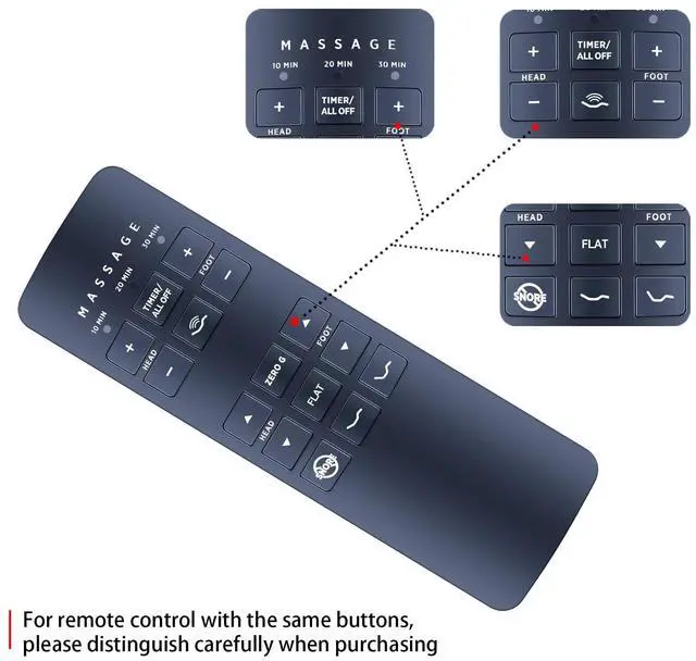 Alt view image 2 of 5 - RYQIF RF258C Replacement Remote Control for Beautyrest SmartMotion 3.0 Adjustable Bed Base RF258C JLDK.28.01.02