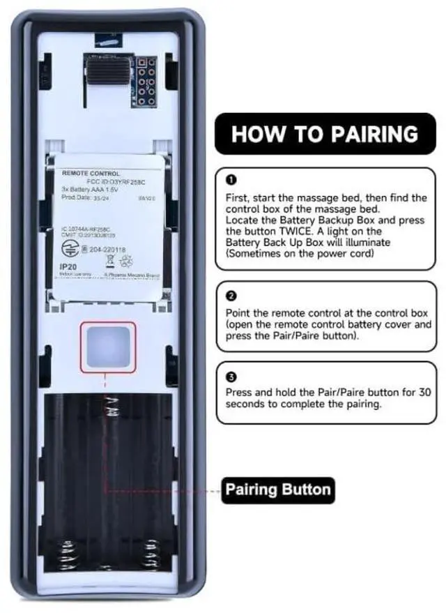 Alt view image 4 of 5 - RYQIF RF258C Replacement Remote Control for Beautyrest SmartMotion 3.0 Adjustable Bed Base RF258C JLDK.28.01.02