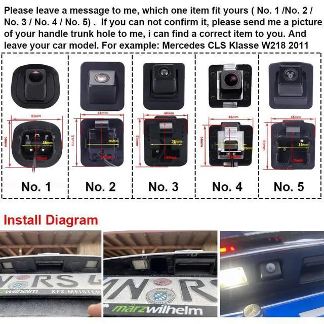 Alt view image 4 of 5 - HD Waterproof Car Handle Pre-Hole Reversing Reverse Backup Camera,Parking Safety Assistant System,Replacement for Benz CL Klasse C216,E klasse W212/W207;GLK/GLC Klasse X204 GLK300;S klasse W221