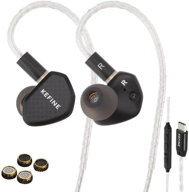 Main image of Kefine Klean Hi-Fi in Ear Monitor, Wired Gaming Earbuds, 10mm DLC Diaphragm Dynamic Driver, Wired Earphones, Interchangeable Tuning Nozzles, HiFi IEM for Audiophile, Musician & Gaming(with Mic USB-C)