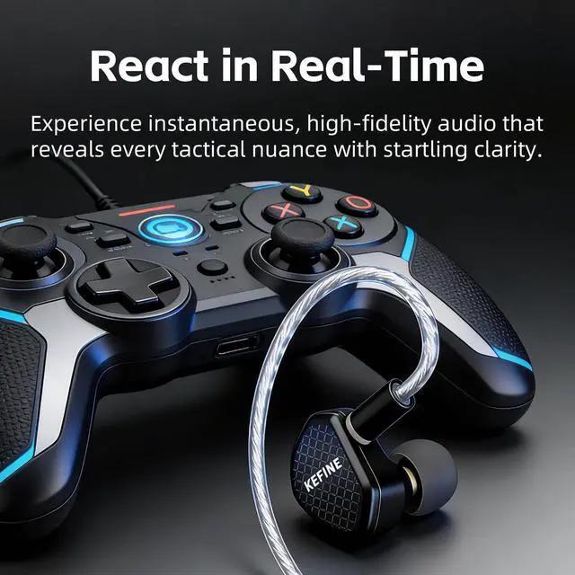 Alt view image 5 of 5 - Kefine Klean Hi-Fi in Ear Monitor, Wired Gaming Earbuds, 10mm DLC Diaphragm Dynamic Driver, Wired Earphones, Interchangeable Tuning Nozzles, HiFi IEM for Audiophile, Musician & Gaming(with Mic USB-C)