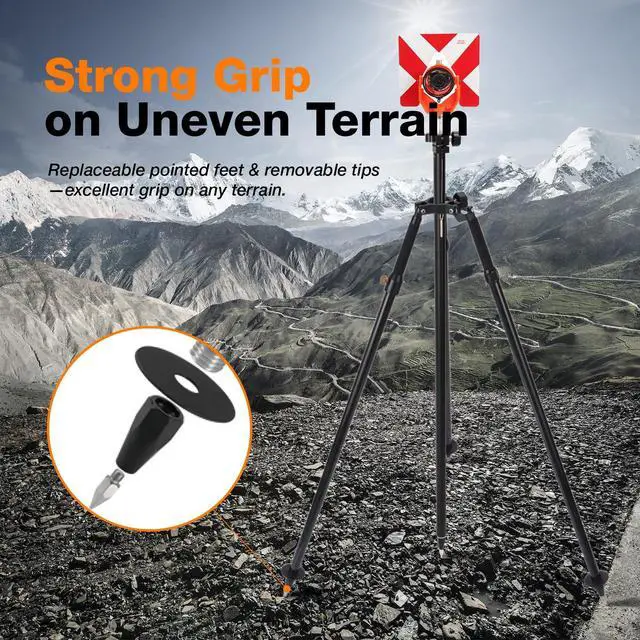 Alt view image 5 of 5 - MOETER Carbon Fiber Thumb Release Tripod for Surveying Poles, Fits 11.25" Side-Entry & 1.5" Top-Entry Poles, Lightweight Survey Tripod with Aluminum Frame, Extends 6 ft for Total Stations & GNSS