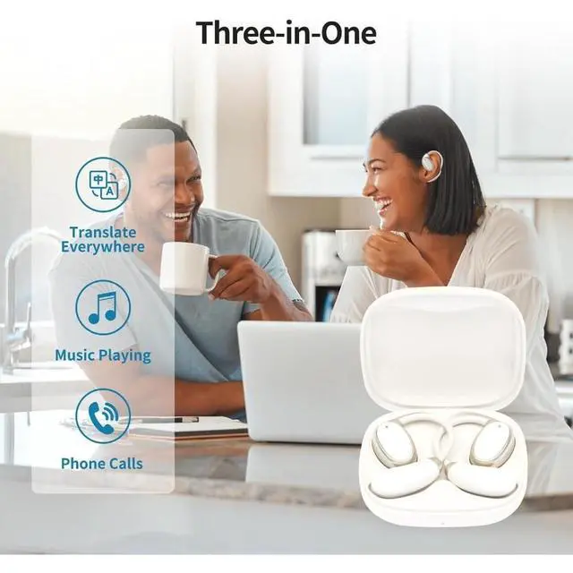 Alt view image 3 of 5 - Translation Earbuds Real Time, 4-in-1 Translating Earbuds 150 Language, Audifonos Traductores Ingles Espanol, Translator Earbuds Bluetooth 6.1 for Travel, Meeting & Learning - Classic White