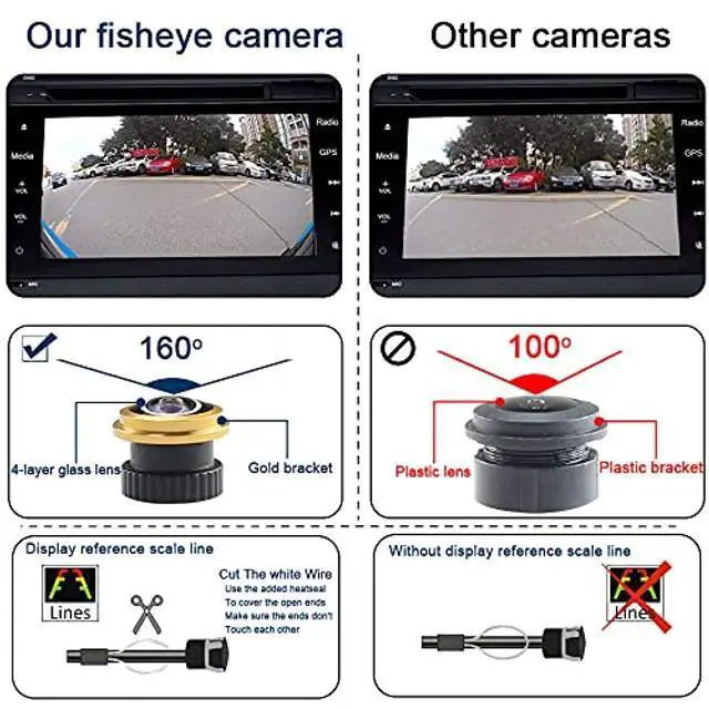 Alt view image 3 of 5 - Caros Fisheye 1280x720 Pixels car Backup Camera Reverse Parking Rear View Vehicle Camera Replacement for Ford Mondeo Focus(2 Carriage) C-Max Sedan(3 Carriage) MK Waterproof Night Vision Wide Angle
