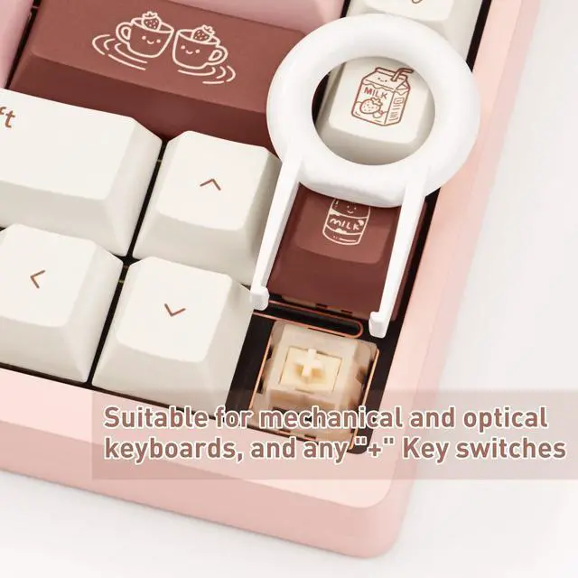 Alt view image 5 of 5 - TICKTYYPE Milk Strawberry Cute Pink Keycaps, 134 Keys PBT Dye-Sublimation Keycaps, Cherry Profile Japanese Keycap, Compatible with 60% 65% 75% 80% 100% Mechanical Keyboard