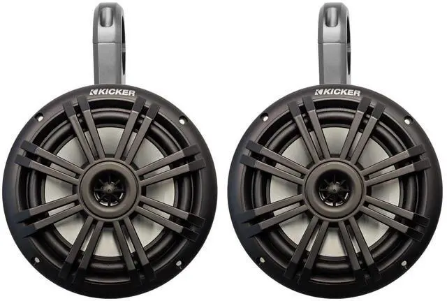 Main image of KICKER Black Single Wakeboard Tower System with Pair (Qty 2) of Black 6.5" 150 Watt Max Power Marine OEM Replacement Coaxial Boat Audio Speakers