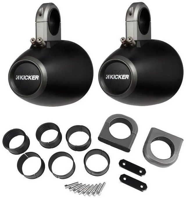 Alt view image 3 of 3 - KICKER Black Single Wakeboard Tower System with Pair (Qty 2) of Black 6.5" 150 Watt Max Power Marine OEM Replacement Coaxial Boat Audio Speakers
