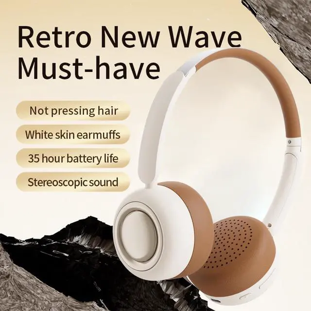 Alt view image 2 of 5 - auvstar Wireless Over-Ear Headphones with Active Noise Cancelling, 35-Hour Battery, Bluetooth 5.2, Hi-Fi Stereo, Foldable Design, Comfortable Earmuffs - White