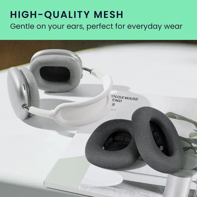 Alt view image 3 of 5 - kwmobile Ear Cushions for Apple AirPods Max/AirPods Max 2 Headphones - High Density Memory Foam - Premium Replacement Magnet Earpads Dark Grey