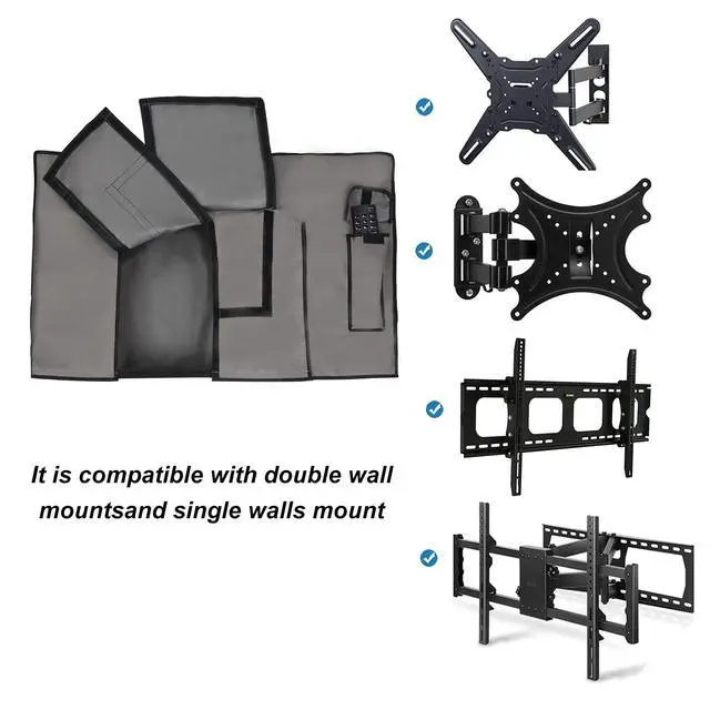 Alt view image 4 of 5 - iBirdie Outdoor TV Cover 60 to 65 inch Weatherproof, Cover Size 58''L x 37''H, Waterproof for Outside Flat Screen 60 to 65 inch TV, Grey, 600D Thick Fabric Screen Protector with Bottom