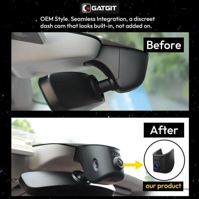 Alt view image 3 of 5 - GATGIT Front 4K Dash Cam Custom fit for Porsche Cayenne(E3) 2019-2026, 911(992) 2020-2024, Panamera(971) 2017-2026, Taycan 2020-2026(Model A),Integrated Camera,OEM,2160P HDR,Parking Mode,5.8G WiFi