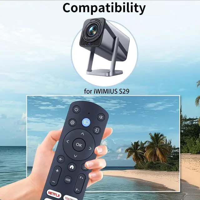 Alt view image 2 of 5 - RETROSUN Replacement Remote Control Compatible with iWIMIUS S29 4K Mini Portable Projector