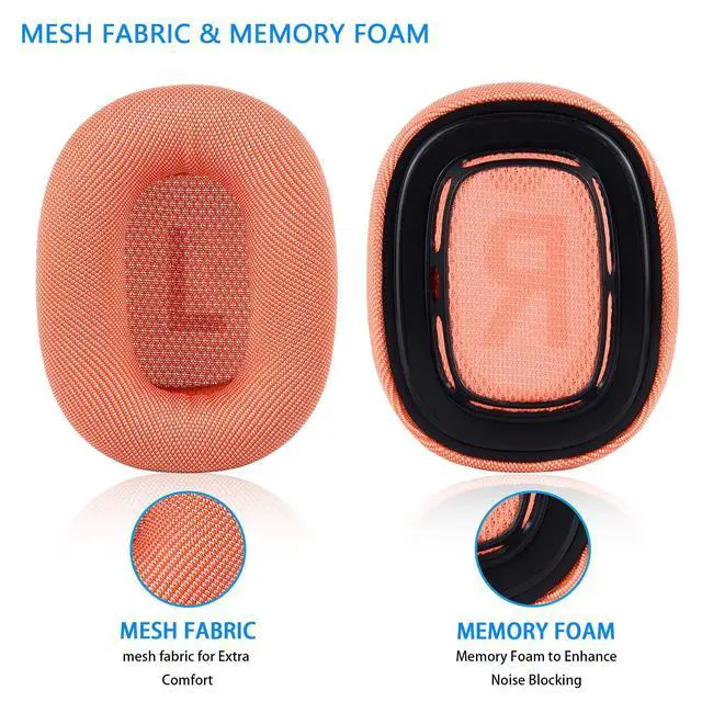 Alt view image 2 of 5 - JECOBB Replacement Earpads with Mesh Fabric & Memory Foam Ear Cushions Compatible with Apple AirPods Max Headphones ONLY(Pink)