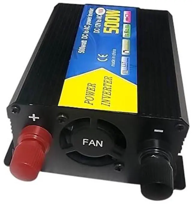 Alt view image 2 of 5 - 500W DC to AC Power Inverter 12V to 110V/120V Converter with Dual USB Ports, Dual AC Outlets, Cigarette Lighter Adapter, Battery Cable for Cars, Trucks, RVs, Camping,Home Backup (Black, 500W)
