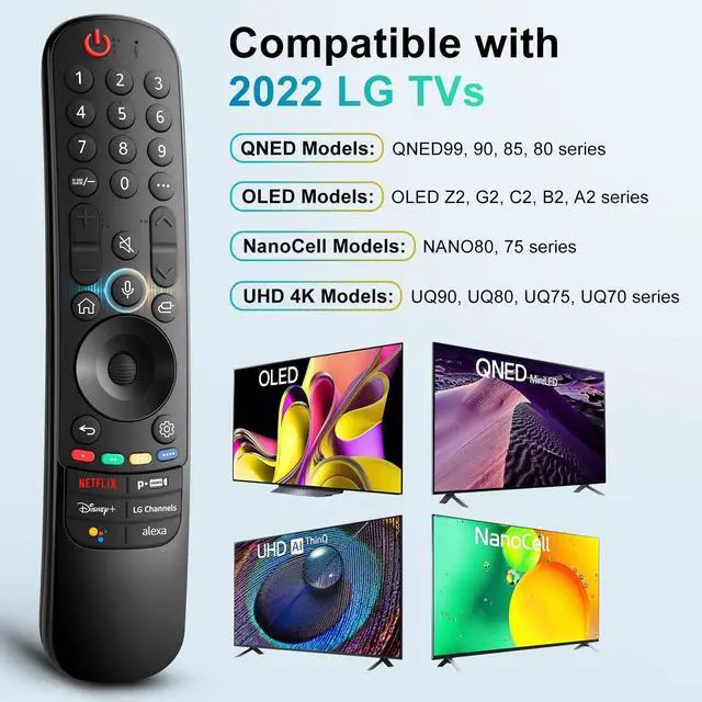 Alt view image 2 of 5 - Voice Remote Replacement for LG Smart TV, for Magic Remote MR22GN with Pointer and Voice Function,for LG 2022 OLED QNED NanoCell UHD 4K 8K Smart TV