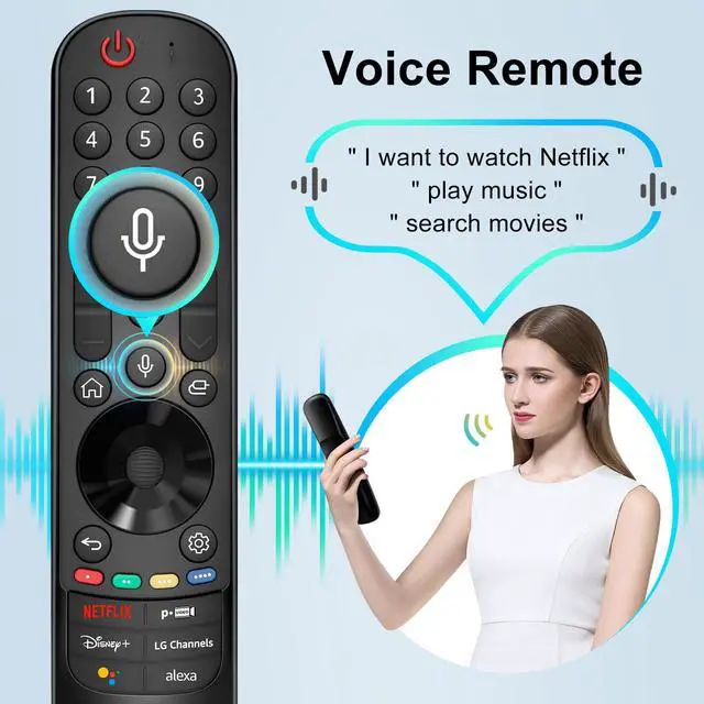 Alt view image 4 of 5 - Voice Remote Replacement for LG Smart TV, for Magic Remote MR22GN with Pointer and Voice Function,for LG 2022 OLED QNED NanoCell UHD 4K 8K Smart TV