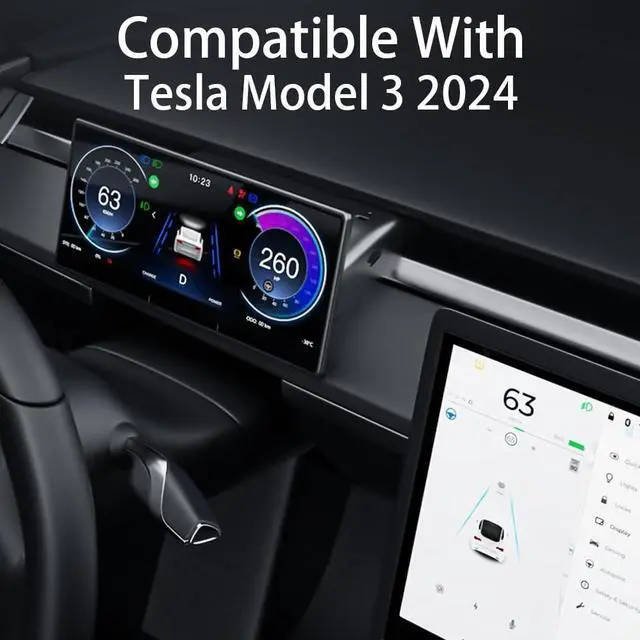 Alt view image 2 of 5 - 9'' Head Up Display for Tesla Model 3 2024-2026 with Touchscreen Wireless Carplay Android Auto Hud Display