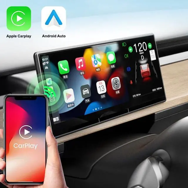 Alt view image 4 of 5 - 9'' Head Up Display for Tesla Model 3 2024-2026 with Touchscreen Wireless Carplay Android Auto Hud Display