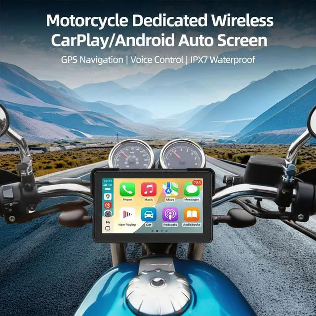 Alt view image 2 of 5 - PAFXMT 7" Waterproof GPS Motorcycle CarPlay Screen, Navigation System for Motorcycle, Wireless CarPlay & Android Auto Touch Screen, Motorcycle Dash Cam