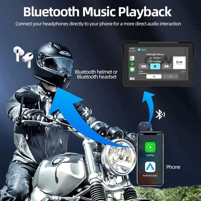 Alt view image 4 of 5 - PAFXMT 7" Waterproof GPS Motorcycle CarPlay Screen, Navigation System for Motorcycle, Wireless CarPlay & Android Auto Touch Screen, Motorcycle Dash Cam