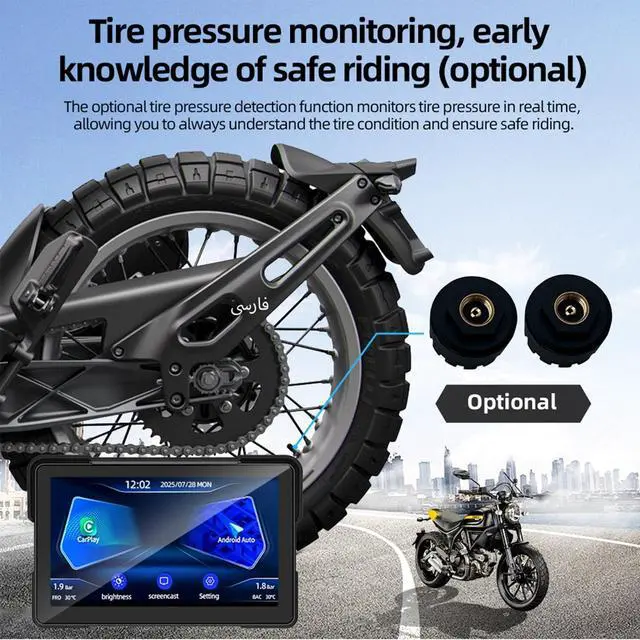 Alt view image 5 of 5 - PAFXMT 7" Waterproof GPS Motorcycle CarPlay Screen, Navigation System for Motorcycle, Wireless CarPlay & Android Auto Touch Screen, Motorcycle Dash Cam