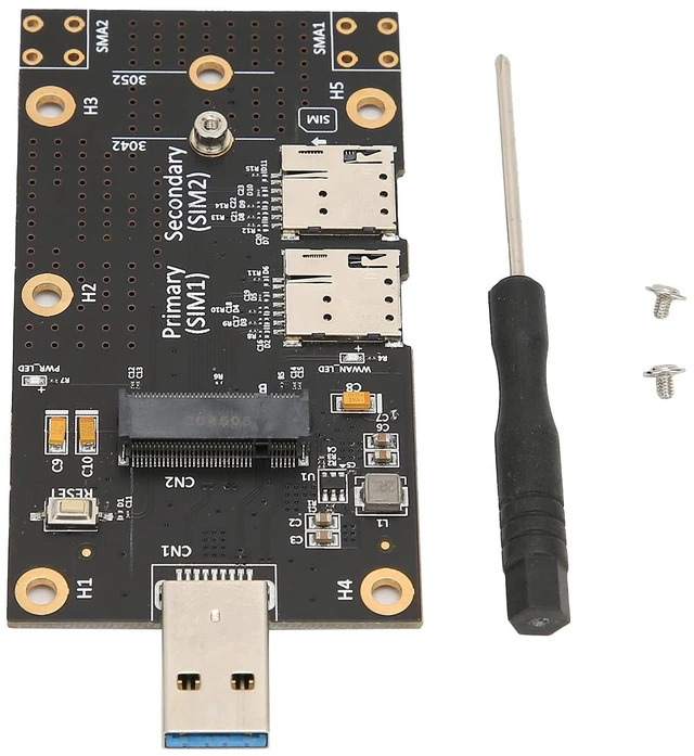 Main image of M.2 NGFF to USB 3.0 Adapter Card, 3042/3052 NGFF (M.2) to USB 3.0 A Adapter with Nano SIM Card Slot for 3G/4G/5G Module