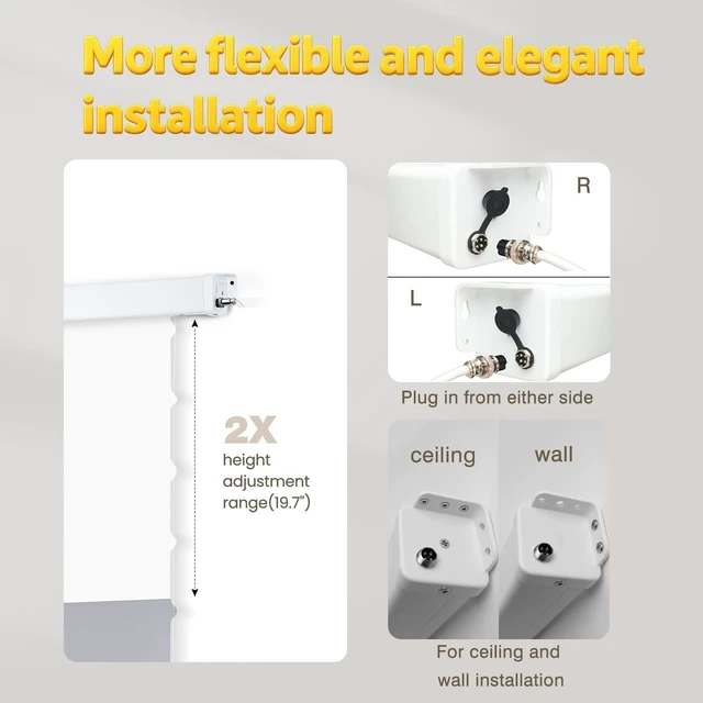 Alt view image 5 of 5 - ALR Tensioned Motorized Projector Screen by SilverMagic - Tab Tensioned and Modern Design Gray Screen with White Aluminum case for Home Theater/Living Room/Patio/Office/Classroom - 100 inch 16:9