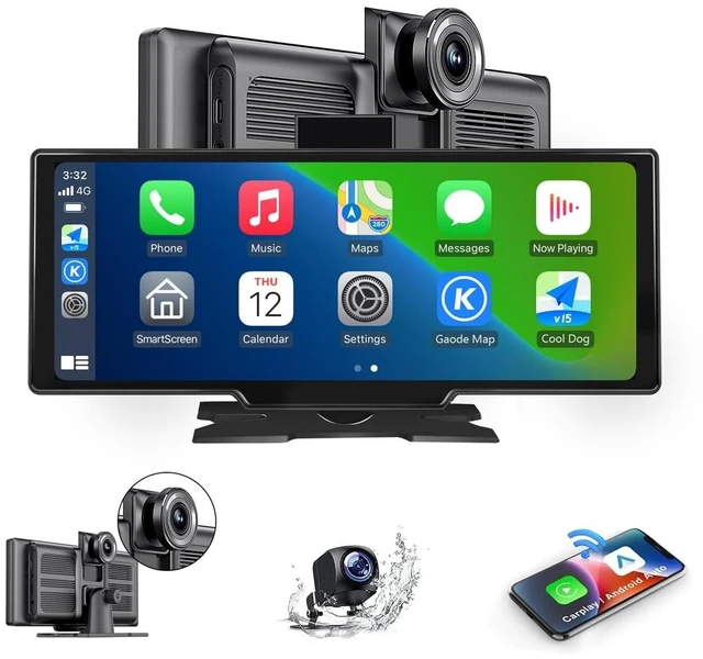 Main image of Portable Carplay Screen for Car 9.28" Carplay & Android Auto Car Touch Stereo, with 4K Dash Cam, 1080p Rear Camera,Bluetooth,Touch Screen GPS Navigation,Mirror Link, AirPlay, AUX/FM, Siri
