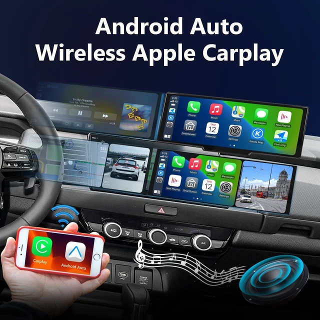 Alt view image 2 of 5 - Portable Carplay Screen for Car 9.28" Carplay & Android Auto Car Touch Stereo, with 4K Dash Cam, 1080p Rear Camera,Bluetooth,Touch Screen GPS Navigation,Mirror Link, AirPlay, AUX/FM, Siri