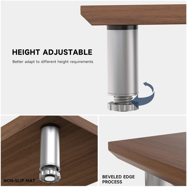 Alt view image 4 of 5 - Fenge 39.4 Dual Monitor Stand with Height Adjustable Legs, Brown