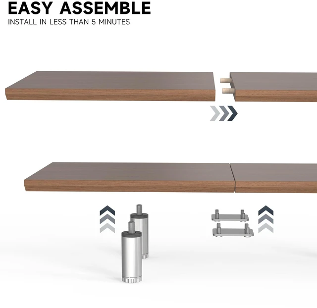 Alt view image 2 of 5 - Fenge 39.4 Dual Monitor Stand with Height Adjustable Legs, Brown